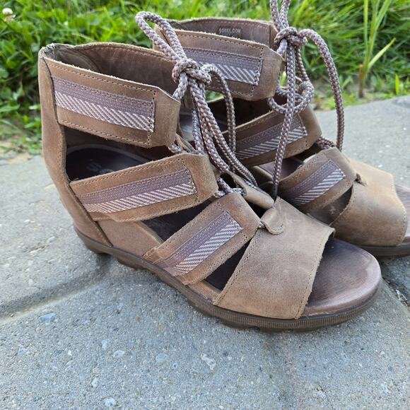 SOREL wedge sandals womens sz 8.5 JOANIE II lace up - Picture 5 of 14
